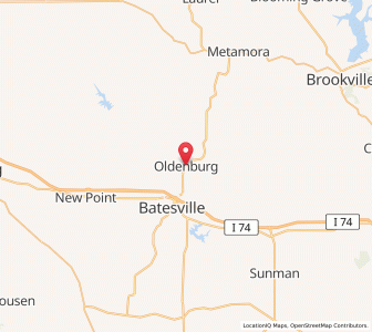 Map of Oldenburg, Indiana