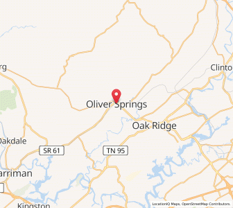 Map of Oliver Springs, Tennessee