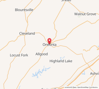Map of Oneonta, Alabama