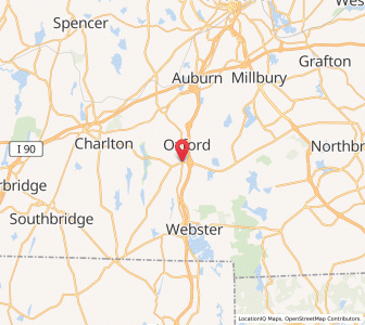 Map of Oxford, Massachusetts