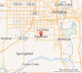 Map of Papillion, Nebraska