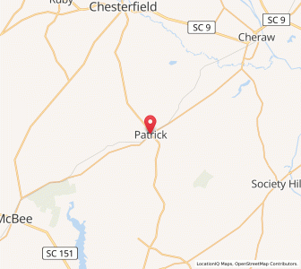 Map of Patrick, South Carolina