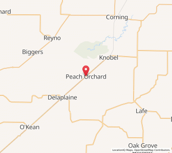 Map of Peach Orchard, Arkansas
