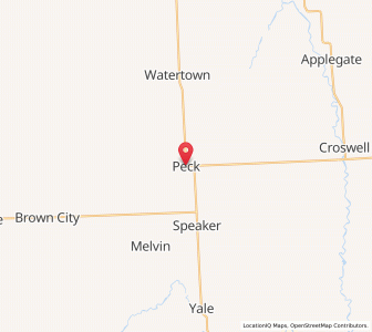 Map of Peck, Michigan