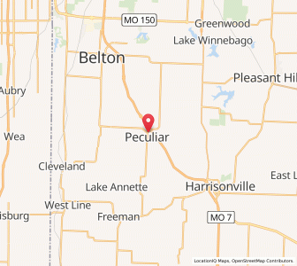 Map of Peculiar, Missouri