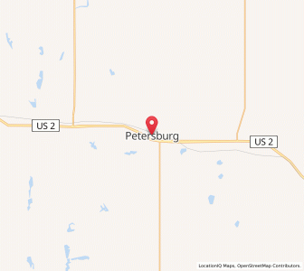 Map of Petersburg, North Dakota