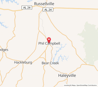 Map of Phil Campbell, Alabama