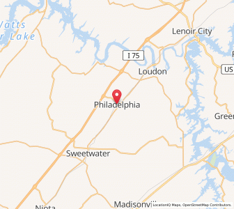 Map of Philadelphia, Tennessee
