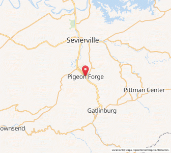 Map of Pigeon Forge, Tennessee
