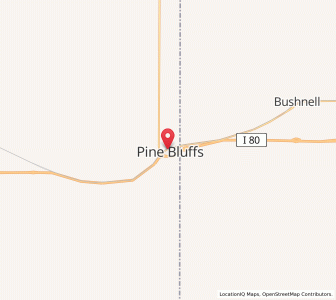 Map of Pine Bluffs, Wyoming