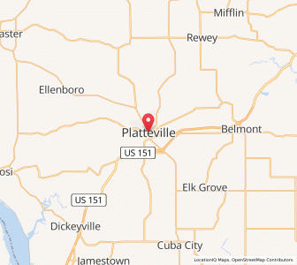 Map of Platteville, Wisconsin