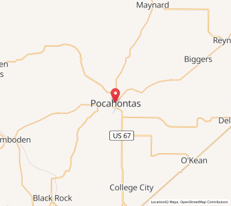 Map of Pocahontas, Arkansas