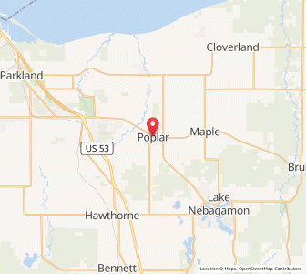 Map of Poplar, Wisconsin