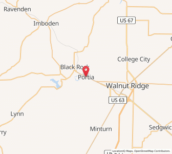 Map of Portia, Arkansas