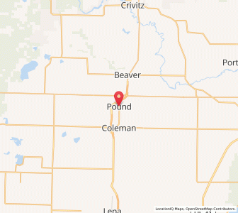 Map of Pound, Wisconsin