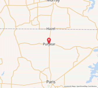 Map of Puryear, Tennessee