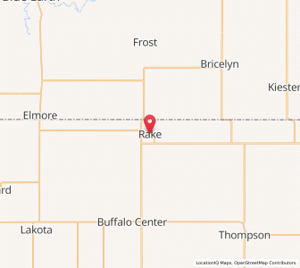 Map of Rake, Iowa