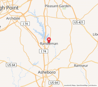 Map of Randleman, North Carolina