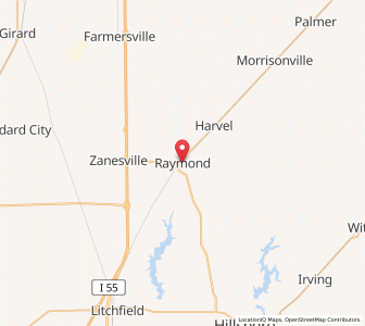 Map of Raymond, Illinois
