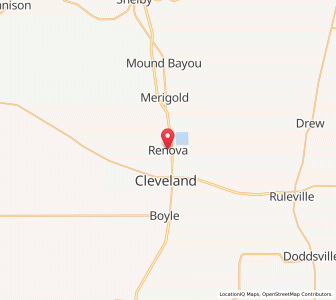 Map of Renova, Mississippi