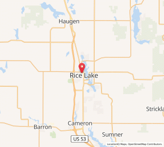 Map of Rice Lake, Wisconsin