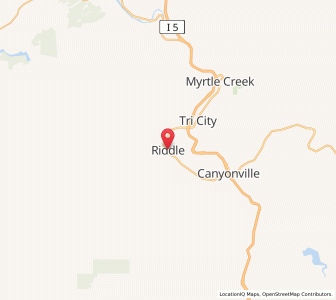 Map of Riddle, Oregon