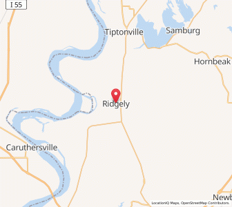 Map of Ridgely, Tennessee