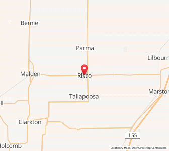 Map of Risco, Missouri