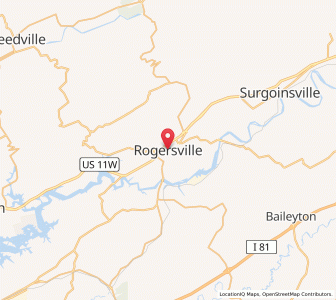 Map of Rogersville, Tennessee