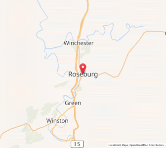 Map of Roseburg, Oregon