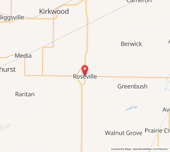 Map of Roseville, Illinois