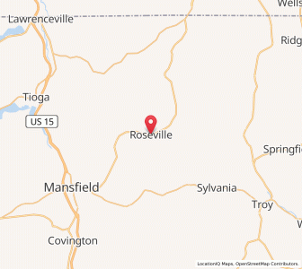 Map of Roseville, Pennsylvania