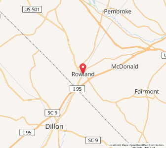 Map of Rowland, North Carolina