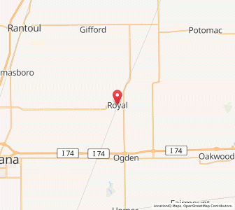 Map of Royal, Illinois