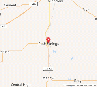 Map of Rush Springs, Oklahoma