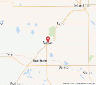 Map of Russell, Minnesota