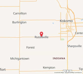 Map of Russiaville, Indiana