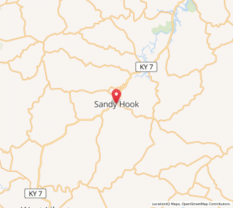 Map of Sandy Hook, Kentucky