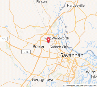 Map of SAV - Savannah Hilton Head International Airport, Georgia