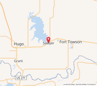 Map of Sawyer, Oklahoma