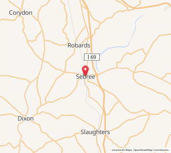 Map of Sebree, Kentucky