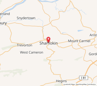 Map of Shamokin, Pennsylvania