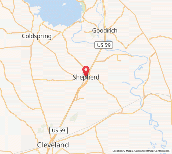 Map of Shepherd, Texas