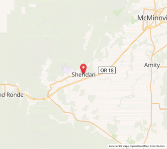 Map of Sheridan, Oregon