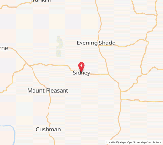 Map of Sidney, Arkansas