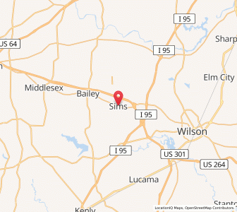 Map of Sims, North Carolina