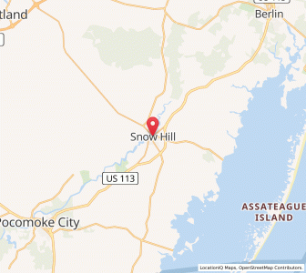 Map of Snow Hill, Maryland