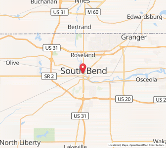Map of South Bend, Indiana