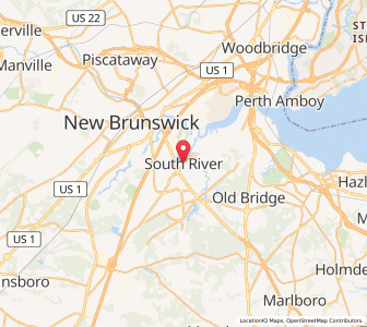 Map of South River, New Jersey