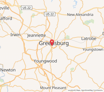 Map of Southwest Greensburg, Pennsylvania